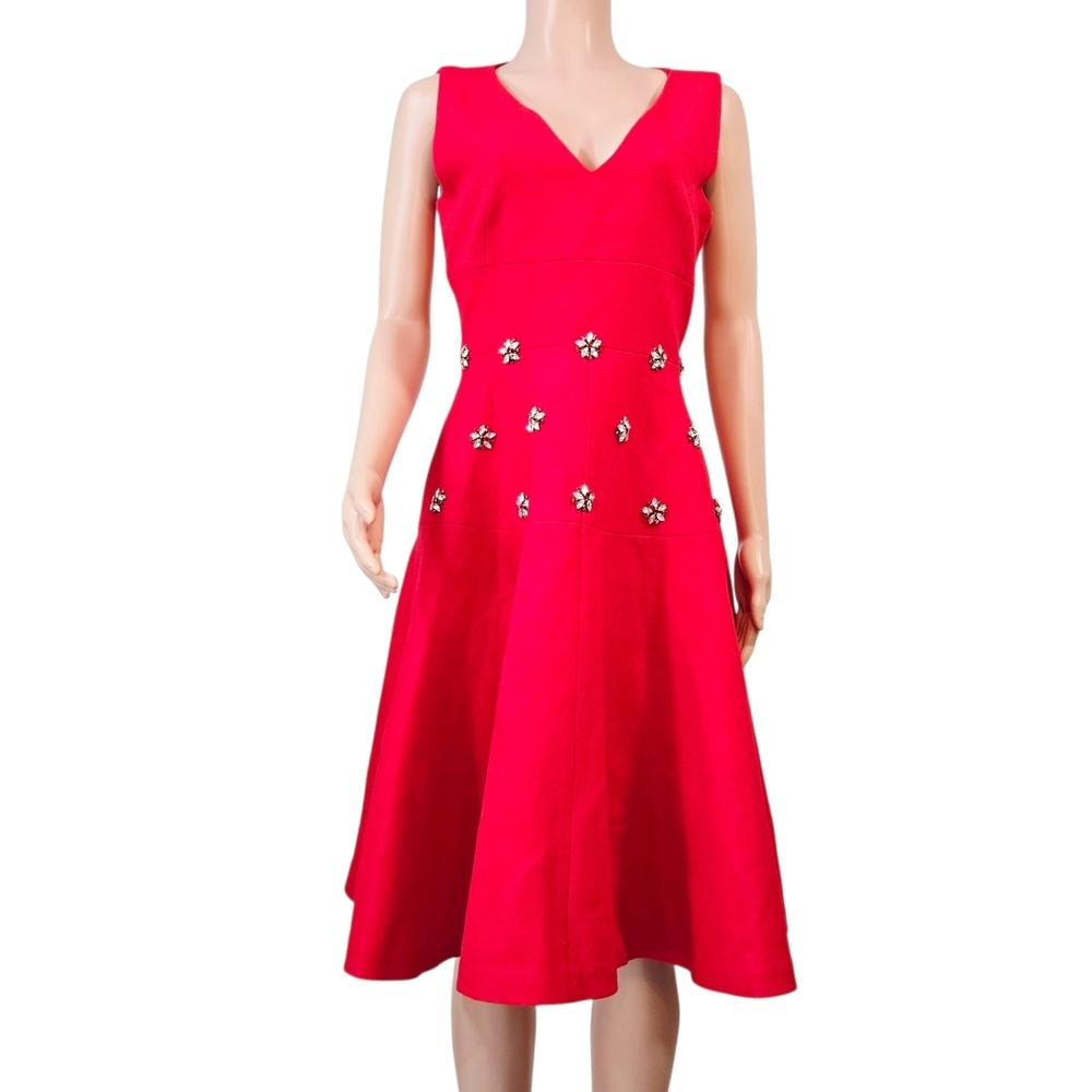 Sirina Red Wool Midi Dress – Lined with Pockets Sz XL